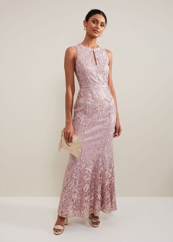 Phase Eight Jaclyn Embroidered Dress Pink USA | 3180527-CI